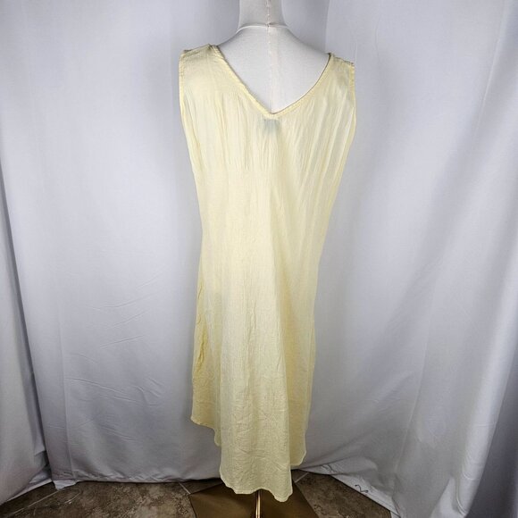 Karibhanas St Kitts Dress Coverup Medium Butter Yellow Embroidered Cotton Boho - Picture 4 of 8